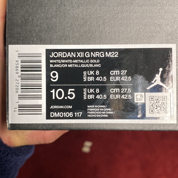 New Mens Nike Air Jordan 12 G Sz 9 Masters White Gold Golf Shoes DM0106 117 - Picture 6 of 6